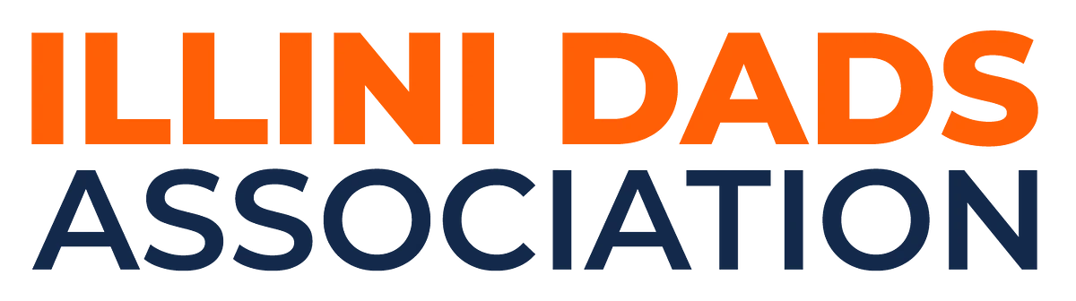 The image features the text "ILLINI DADS ASSOCIATION" with "ILLINI DADS" in orange and "ASSOCIATION" in blue.